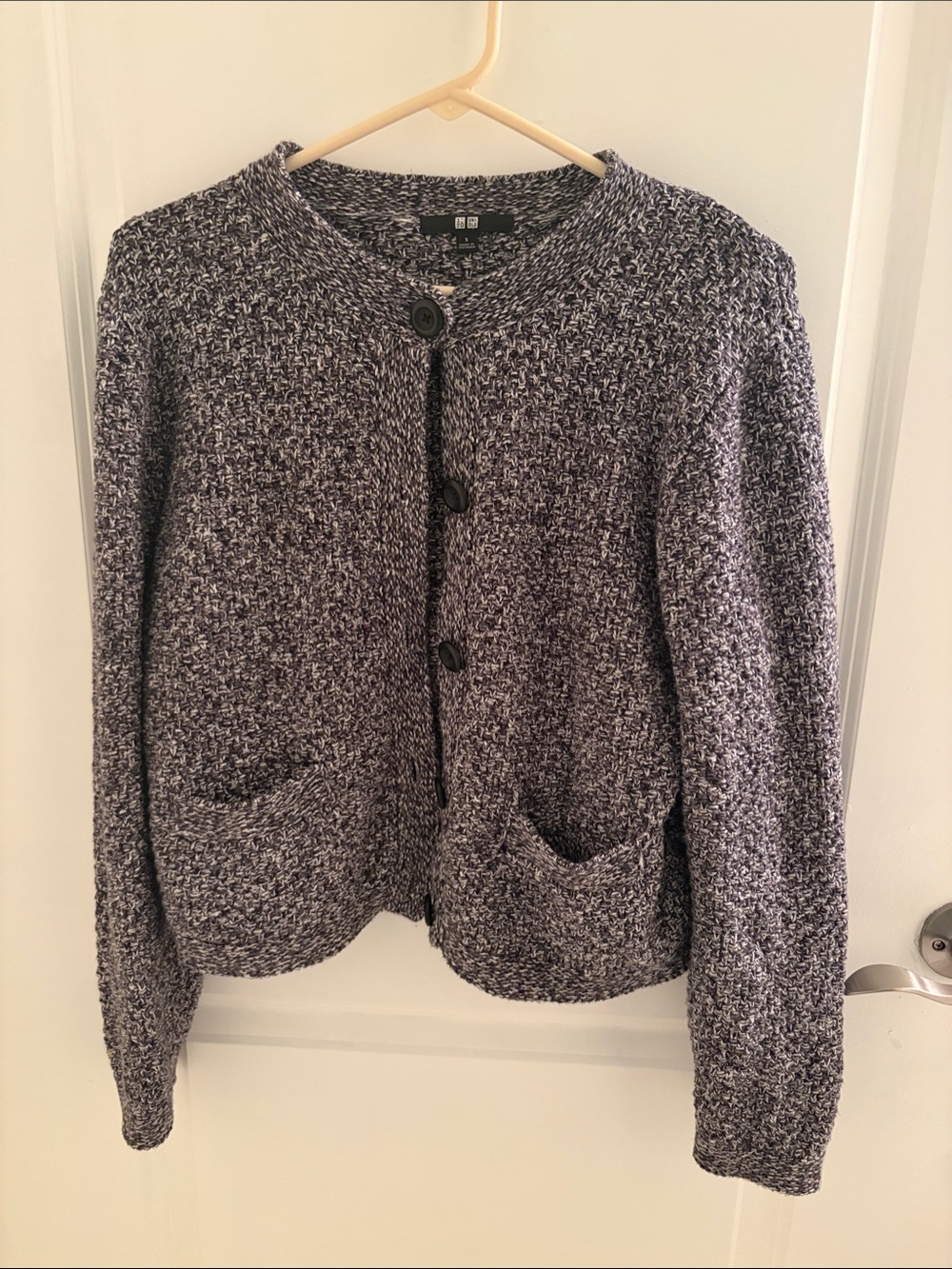 Uniqlo Marled Button-Up Cardigan - Black & White